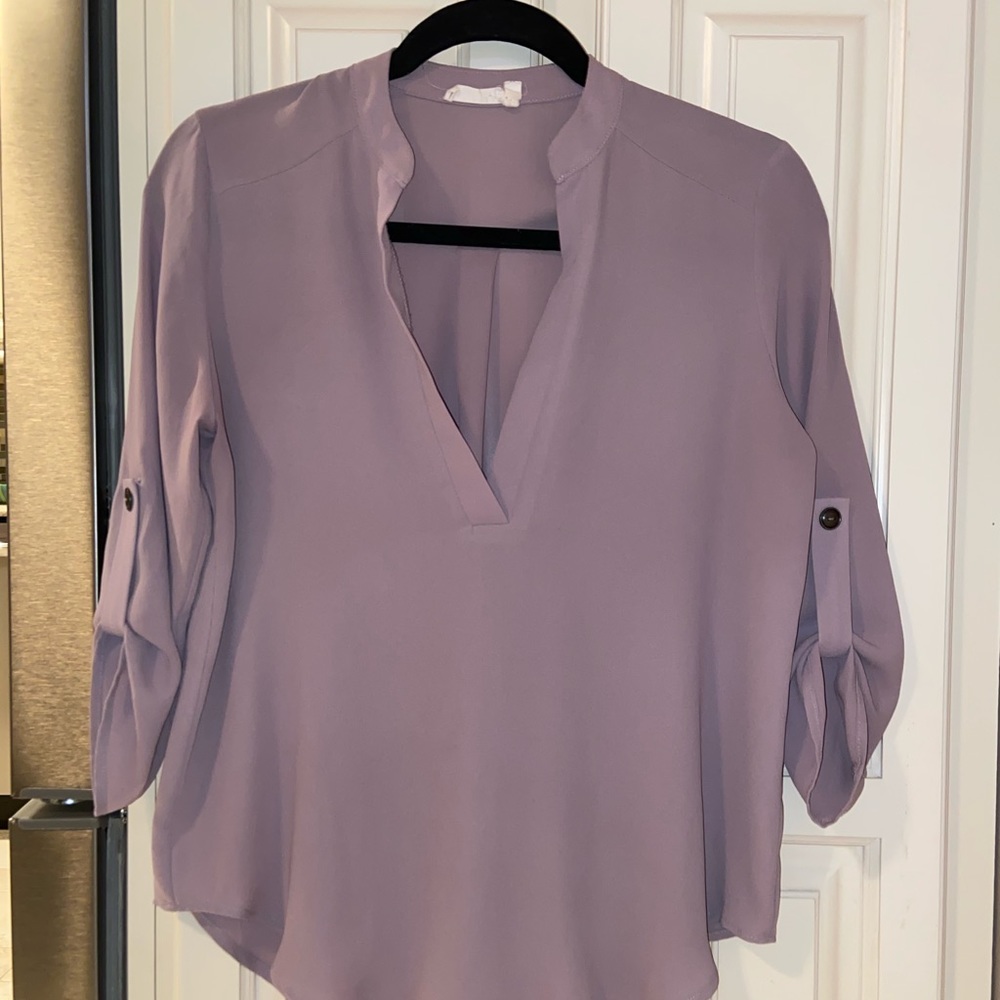 V-Neck Buttoned-Sleeved Blouse